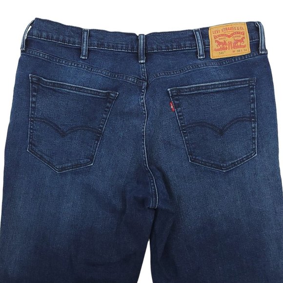 Levis 541 Athletic Taper Fit Jeans Mens 38 x 32 Altered Hem Dark Wash Denim - Picture 5 of 9